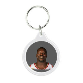 Брелок круглый с принтом Shaquille O`Neal в городе Новоалтайск, пластик и полированная сталь | круглая форма, металлическое крепление в виде кольца | shaquille oneal | баскетболист | нба | шакил онил