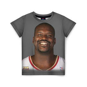 Детская футболка 3D с принтом Shaquille O`Neal в городе Новоалтайск, 100% гипоаллергенный полиэфир | прямой крой, круглый вырез горловины, длина до линии бедер, чуть спущенное плечо, ткань немного тянется | shaquille oneal | баскетболист | нба | шакил онил