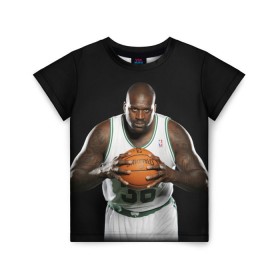 Детская футболка 3D с принтом Shaquille O`Neal в городе Новоалтайск, 100% гипоаллергенный полиэфир | прямой крой, круглый вырез горловины, длина до линии бедер, чуть спущенное плечо, ткань немного тянется | shaquille oneal | баскетболист | нба | шакил онил