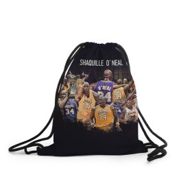 Рюкзак-мешок 3D с принтом Shaquille O`Neal в городе Новоалтайск, 100% полиэстер | плотность ткани — 200 г/м2, размер — 35 х 45 см; лямки — толстые шнурки, застежка на шнуровке, без карманов и подкладки | shaquille oneal | баскетболист | нба | шакил онил