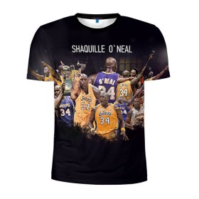 Мужская футболка 3D спортивная с принтом Shaquille O`Neal в городе Новоалтайск, 100% полиэстер с улучшенными характеристиками | приталенный силуэт, круглая горловина, широкие плечи, сужается к линии бедра | shaquille oneal | баскетболист | нба | шакил онил