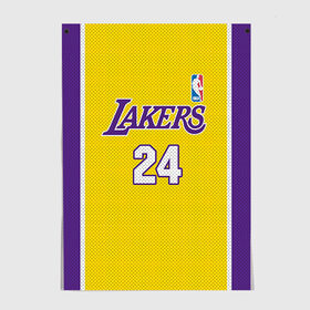 Постер с принтом Lakers 24 в городе Новоалтайск, 100% бумага
 | бумага, плотность 150 мг. Матовая, но за счет высокого коэффициента гладкости имеет небольшой блеск и дает на свету блики, но в отличии от глянцевой бумаги не покрыта лаком | kobe bryant | lakers | los angeles lakers | nba | баскетбол | брайант | браянт | коби | лайкерс | лос анджелес лейкерс | нба | форма