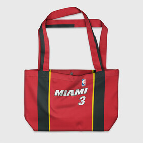 Пляжная сумка 3D с принтом Miami Heat 3 в городе Новоалтайск, 100% полиэстер | застегивается на металлическую кнопку; внутренний карман застегивается на молнию. Стенки укреплены специальным мягким материалом, чтобы защитить содержимое от несильных ударов
 | 3 | dwyane wade | miami heat | nba |  дуэйн уэйд | баскетбол | майами | майами хит | нба