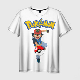Мужская футболка 3D с принтом Pokemon / Ash Ketchum в городе Новоалтайск, 100% полиэфир | прямой крой, круглый вырез горловины, длина до линии бедер | go | pokemon | го | игра | мультфильм | покемон | эш кетчум