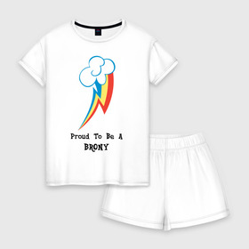 Женская пижама с шортиками хлопок с принтом Честь быть брони в городе Новоалтайск, 100% хлопок | футболка прямого кроя, шорты свободные с широкой мягкой резинкой | brony | fim | mlp