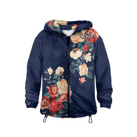 Детская ветровка 3D с принтом Fashion flowers в городе Новоалтайск, 100% полиэстер | подол и капюшон оформлены резинкой с фиксаторами, по бокам два кармана без застежек, один потайной карман на груди | fashion | flower | мода | фэшн | цветы