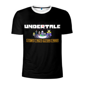 Мужская футболка 3D спортивная с принтом Undertale 4 в городе Новоалтайск, 100% полиэстер с улучшенными характеристиками | приталенный силуэт, круглая горловина, широкие плечи, сужается к линии бедра | альфис | андайн | андертейл | асгор | дримурр | меттатон | папирус | подземелье | санс | ториэль | флауи | фриск