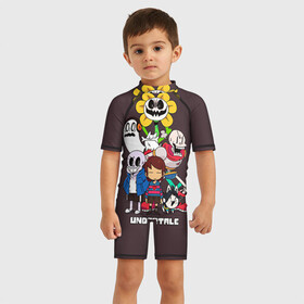 Детский купальный костюм 3D с принтом Undertale 3 в городе Новоалтайск, Полиэстер 85%, Спандекс 15% | застежка на молнии на спине | альфис | андайн | андертейл | асгор | дримурр | меттатон | папирус | подземелье | санс | ториэль | флауи | фриск