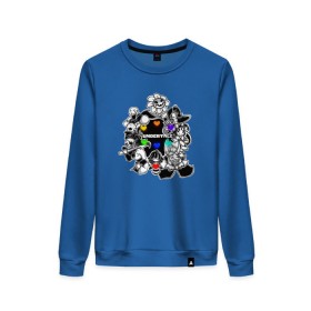 Женский свитшот хлопок с принтом Undertale game в городе Новоалтайск, 100% хлопок | прямой крой, круглый вырез, на манжетах и по низу широкая трикотажная резинка  | Тематика изображения на принте: альфис | андайн | андертейл | асгор | дримурр | меттатон | папирус | подземелье | санс | ториэль | флауи | фриск