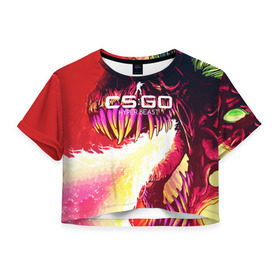 Женская футболка 3D укороченная с принтом cs:go - Hyper Beast style (Скоростной зверь) в городе Новоалтайск, 100% полиэстер | круглая горловина, длина футболки до линии талии, рукава с отворотами | beast | cs | csgo | hyper | го | зверь | кс | скоростной