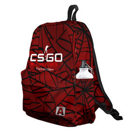 Рюкзак 3D с принтом cs:go - Crimson Web Style Factory New (Кровавая паутина | Прям с завода) в городе Новоалтайск, 100% полиэстер | лямки с регулируемой длиной, сверху петелька, чтобы рюкзак можно было повесить на вешалку. Основное отделение закрывается на молнию, как и внешний карман. Внутри два дополнительных кармана, один из которых закрывается на молнию. По бокам два дополнительных кармашка | blood | crimson | cs | csgo | web | го | кровь | кс | паутина