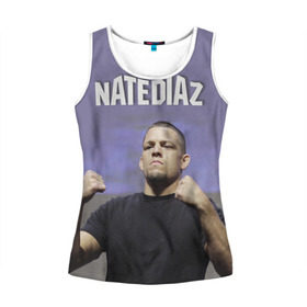 Женская майка 3D с принтом Nate Diaz в городе Новоалтайск, 100% полиэстер | круглая горловина, прямой силуэт, длина до линии бедра | mma | диас | нейт