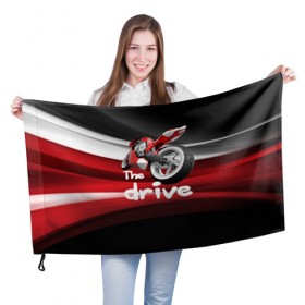 Флаг 3D с принтом The drive в городе Новоалтайск, 100% полиэстер | плотность ткани — 95 г/м2, размер — 67 х 109 см. Принт наносится с одной стороны | гонка | драйв | мото | мотогонки | мотоспорт | мотоцикл | скорость