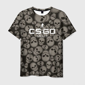 Мужская футболка 3D с принтом cs:go - Skulls MP7 Style (Черепа) в городе Новоалтайск, 100% полиэфир | прямой крой, круглый вырез горловины, длина до линии бедер | cs | csgo | mp7 | skull | skulls | го | кс | череп | черепа