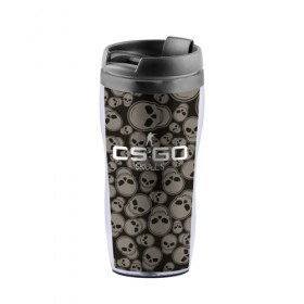 Термокружка-непроливайка с принтом cs:go - Skulls MP7 Style (Черепа) в городе Новоалтайск, внутренняя часть — пищевой пластик, наружная часть — прозрачный пластик, между ними — полиграфическая вставка с рисунком | объем — 350 мл, герметичная крышка | cs | csgo | mp7 | skull | skulls | го | кс | череп | черепа