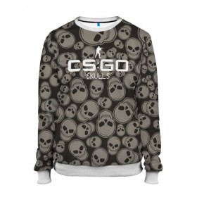 Женский свитшот 3D с принтом cs:go - Skulls MP7 Style (Черепа) в городе Новоалтайск, 100% полиэстер с мягким внутренним слоем | круглый вырез горловины, мягкая резинка на манжетах и поясе, свободная посадка по фигуре | cs | csgo | mp7 | skull | skulls | го | кс | череп | черепа
