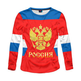 Женский лонгслив 3D с принтом Форма № 27 PANARIN в городе Новоалтайск, 100% полиэстер | длинные рукава, круглый вырез горловины, полуприлегающий силуэт | 27 panarin | world cup hockey | клюшка | кубок мира | панарин артем | россия | сборная россии | хоккейная форма | шайба