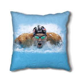 Подушка 3D с принтом swimmer в городе Новоалтайск, наволочка – 100% полиэстер, наполнитель – холлофайбер (легкий наполнитель, не вызывает аллергию). | состоит из подушки и наволочки. Наволочка на молнии, легко снимается для стирки | пловец