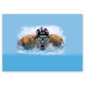 Поздравительная открытка с принтом swimmer в городе Новоалтайск, 100% бумага | плотность бумаги 280 г/м2, матовая, на обратной стороне линовка и место для марки
 | Тематика изображения на принте: пловец