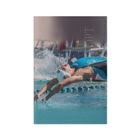 Обложка для паспорта матовая кожа с принтом Пловец в городе Новоалтайск, натуральная матовая кожа | размер 19,3 х 13,7 см; прозрачные пластиковые крепления | swimmer