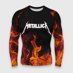 Мужской рашгард 3D с принтом Metallica fire в городе Новоалтайск,  |  | металлика