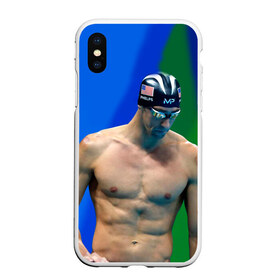 Чехол для iPhone XS Max матовый с принтом Michael Phelps в городе Новоалтайск, Силикон | Область печати: задняя сторона чехла, без боковых панелей | бассейн | пловец | чемпион. фелепс