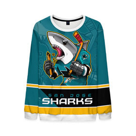 Мужской свитшот 3D с принтом San Jose Sharks в городе Новоалтайск, 100% полиэстер с мягким внутренним слоем | круглый вырез горловины, мягкая резинка на манжетах и поясе, свободная посадка по фигуре | nhl | san jose sharks | sharks | stanley cup | кубок стенли | кубок стэнли | нхл | сан хосе | сан хосе шаркс | хоккей | хоккейный клуб | шаркс