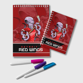 Блокнот с принтом Detroit Red Wings в городе Новоалтайск, 100% бумага | 48 листов, плотность листов — 60 г/м2, плотность картонной обложки — 250 г/м2. Листы скреплены удобной пружинной спиралью. Цвет линий — светло-серый
 | detroit red wings | nhl | stanley cup | детройд | детройт ред уингз | кубок стенли | кубок стэнли | марченко | нхл | хоккей | хоккейный клуб
