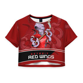 Женская футболка 3D укороченная с принтом Detroit Red Wings в городе Новоалтайск, 100% полиэстер | круглая горловина, длина футболки до линии талии, рукава с отворотами | detroit red wings | nhl | stanley cup | детройд | детройт ред уингз | кубок стенли | кубок стэнли | марченко | нхл | хоккей | хоккейный клуб
