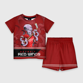 Детский костюм с шортами 3D с принтом Detroit Red Wings в городе Новоалтайск,  |  | detroit red wings | nhl | stanley cup | детройд | детройт ред уингз | кубок стенли | кубок стэнли | марченко | нхл | хоккей | хоккейный клуб