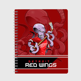 Тетрадь с принтом Detroit Red Wings в городе Новоалтайск, 100% бумага | 48 листов, плотность листов — 60 г/м2, плотность картонной обложки — 250 г/м2. Листы скреплены сбоку удобной пружинной спиралью. Уголки страниц и обложки скругленные. Цвет линий — светло-серый
 | Тематика изображения на принте: detroit red wings | nhl | stanley cup | детройд | детройт ред уингз | кубок стенли | кубок стэнли | марченко | нхл | хоккей | хоккейный клуб