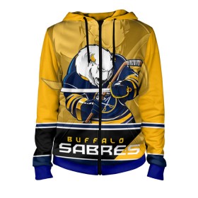 Женская толстовка 3D на молнии с принтом Buffalo Sabres в городе Новоалтайск, 100% полиэстер | длина до линии бедра, манжеты и пояс оформлены мягкой тканевой резинкой, двухслойный капюшон со шнурком для регулировки, спереди молния, по бокам два кармана | buffalo sabres | nhl | stanley cup | баффало сейбрз | буффало | кубок стенли | кубок стэнли | куликов | нхл | хоккей | хоккейный клуб