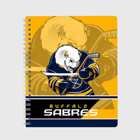 Тетрадь с принтом Buffalo Sabres в городе Новоалтайск, 100% бумага | 48 листов, плотность листов — 60 г/м2, плотность картонной обложки — 250 г/м2. Листы скреплены сбоку удобной пружинной спиралью. Уголки страниц и обложки скругленные. Цвет линий — светло-серый
 | Тематика изображения на принте: buffalo sabres | nhl | stanley cup | баффало сейбрз | буффало | кубок стенли | кубок стэнли | куликов | нхл | хоккей | хоккейный клуб