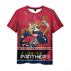 Мужская футболка 3D с принтом Florida Panthers в городе Новоалтайск, 100% полиэфир | прямой крой, круглый вырез горловины, длина до линии бедер | Тематика изображения на принте: florida panthers | nhl | stanley cup | кубок стенли | кубок стэнли | нхл | флорида пантерз | флорида пантеры | хоккей | хоккейный клуб