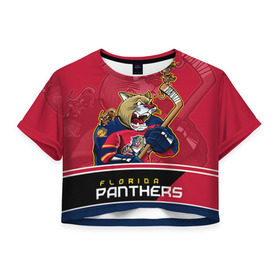Женская футболка 3D укороченная с принтом Florida Panthers в городе Новоалтайск, 100% полиэстер | круглая горловина, длина футболки до линии талии, рукава с отворотами | florida panthers | nhl | stanley cup | кубок стенли | кубок стэнли | нхл | флорида пантерз | флорида пантеры | хоккей | хоккейный клуб