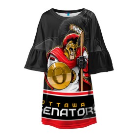 Детское платье 3D с принтом Ottawa Senators в городе Новоалтайск, 100% полиэстер | прямой силуэт, чуть расширенный к низу. Круглая горловина, на рукавах — воланы | nhl | ottawa senators | stanley cup | кубок стенли | кубок стэнли | нхл | оттава сенаторз | сенаторс | хоккей | хоккейный клуб