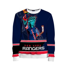 Детский свитшот 3D с принтом New York Rangers в городе Новоалтайск, 100% полиэстер | свободная посадка, прямой крой, мягкая тканевая резинка на рукавах и понизу свитшота | new york rangers | nhl | stanley cup | кубок стенли | кубок стэнли | нхл | нью йорк рейнджерс | нью йорк рейнджеры | рейнджеры | хоккей | хоккейный клуб