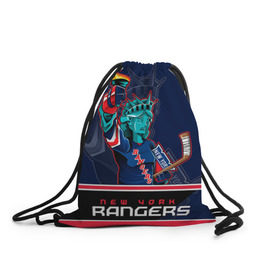 Рюкзак-мешок 3D с принтом New York Rangers в городе Новоалтайск, 100% полиэстер | плотность ткани — 200 г/м2, размер — 35 х 45 см; лямки — толстые шнурки, застежка на шнуровке, без карманов и подкладки | new york rangers | nhl | stanley cup | кубок стенли | кубок стэнли | нхл | нью йорк рейнджерс | нью йорк рейнджеры | рейнджеры | хоккей | хоккейный клуб
