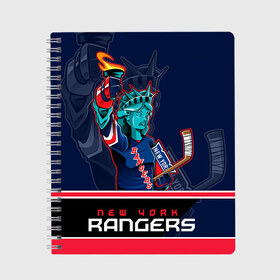 Тетрадь с принтом New York Rangers в городе Новоалтайск, 100% бумага | 48 листов, плотность листов — 60 г/м2, плотность картонной обложки — 250 г/м2. Листы скреплены сбоку удобной пружинной спиралью. Уголки страниц и обложки скругленные. Цвет линий — светло-серый
 | Тематика изображения на принте: new york rangers | nhl | stanley cup | кубок стенли | кубок стэнли | нхл | нью йорк рейнджерс | нью йорк рейнджеры | рейнджеры | хоккей | хоккейный клуб