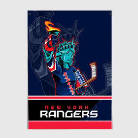 Постер с принтом New York Rangers в городе Новоалтайск, 100% бумага
 | бумага, плотность 150 мг. Матовая, но за счет высокого коэффициента гладкости имеет небольшой блеск и дает на свету блики, но в отличии от глянцевой бумаги не покрыта лаком | new york rangers | nhl | stanley cup | кубок стенли | кубок стэнли | нхл | нью йорк рейнджерс | нью йорк рейнджеры | рейнджеры | хоккей | хоккейный клуб