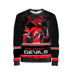 Детский свитшот 3D с принтом New Jersey Devils в городе Новоалтайск, 100% полиэстер | свободная посадка, прямой крой, мягкая тканевая резинка на рукавах и понизу свитшота | new jersey devils | nhl | stanley cup | дъяволы нью джерси | калинин | кубок стенли | кубок стэнли | нхл | нью джерси девилз | хоккей | хоккейный клуб