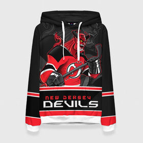Женская толстовка 3D с принтом New Jersey Devils в городе Новоалтайск, 100% полиэстер  | двухслойный капюшон со шнурком для регулировки, мягкие манжеты на рукавах и по низу толстовки, спереди карман-кенгуру с мягким внутренним слоем. | new jersey devils | nhl | stanley cup | дъяволы нью джерси | калинин | кубок стенли | кубок стэнли | нхл | нью джерси девилз | хоккей | хоккейный клуб
