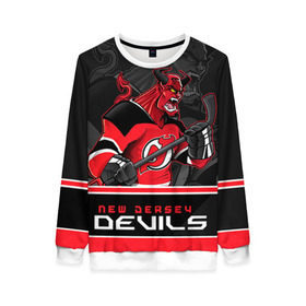 Женский свитшот 3D с принтом New Jersey Devils в городе Новоалтайск, 100% полиэстер с мягким внутренним слоем | круглый вырез горловины, мягкая резинка на манжетах и поясе, свободная посадка по фигуре | new jersey devils | nhl | stanley cup | дъяволы нью джерси | калинин | кубок стенли | кубок стэнли | нхл | нью джерси девилз | хоккей | хоккейный клуб