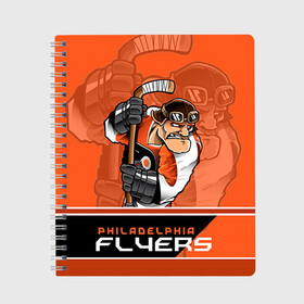 Тетрадь с принтом Philadelphia Flyers в городе Новоалтайск, 100% бумага | 48 листов, плотность листов — 60 г/м2, плотность картонной обложки — 250 г/м2. Листы скреплены сбоку удобной пружинной спиралью. Уголки страниц и обложки скругленные. Цвет линий — светло-серый
 | Тематика изображения на принте: nhl | philadelphia flyers | stanley cup | кубок стенли | кубок стэнли | нхл | филадельфия | филадельфия флайерз | флаерс | хоккей | хоккейный клуб