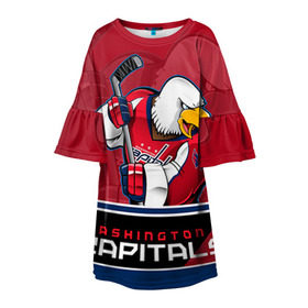 Детское платье 3D с принтом Washington Capitals в городе Новоалтайск, 100% полиэстер | прямой силуэт, чуть расширенный к низу. Круглая горловина, на рукавах — воланы | nhl | stanley cup | washington capitals | вашингтон капиталс | вашингтон кэпиталз | кубок стенли | кубок стэнли | нхл | овечкин | хоккей | хоккейный клуб