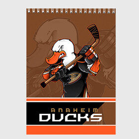 Скетчбук с принтом Anaheim Ducks в городе Новоалтайск, 100% бумага
 | 48 листов, плотность листов — 100 г/м2, плотность картонной обложки — 250 г/м2. Листы скреплены сверху удобной пружинной спиралью | anaheim ducks | nhl | stanley cup | кубок стенли | кубок стэнли | нхл | хоккей | хоккейный клуб