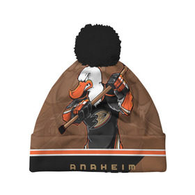 Шапка 3D c помпоном с принтом Anaheim Ducks в городе Новоалтайск, 100% полиэстер | универсальный размер, печать по всей поверхности изделия | anaheim ducks | nhl | stanley cup | кубок стенли | кубок стэнли | нхл | хоккей | хоккейный клуб