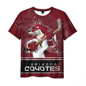 Мужская футболка 3D с принтом Arizona Coyotes в городе Новоалтайск, 100% полиэфир | прямой крой, круглый вырез горловины, длина до линии бедер | arizona coyotes | nhl | stanley cup | аризона койотис | аризона койоты | кубок стенли | кубок стэнли | нхл | хоккей | хоккейный клуб