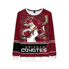 Женский свитшот 3D с принтом Arizona Coyotes в городе Новоалтайск, 100% полиэстер с мягким внутренним слоем | круглый вырез горловины, мягкая резинка на манжетах и поясе, свободная посадка по фигуре | arizona coyotes | nhl | stanley cup | аризона койотис | аризона койоты | кубок стенли | кубок стэнли | нхл | хоккей | хоккейный клуб
