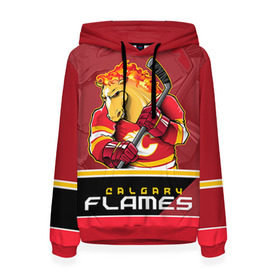 Женская толстовка 3D с принтом Calgary Flames в городе Новоалтайск, 100% полиэстер  | двухслойный капюшон со шнурком для регулировки, мягкие манжеты на рукавах и по низу толстовки, спереди карман-кенгуру с мягким внутренним слоем. | calgary flames | nhl | stanley cup | калгари флэймз | кубок стенли | кубок стэнли | нхл | флэймс | хоккей | хоккейный клуб